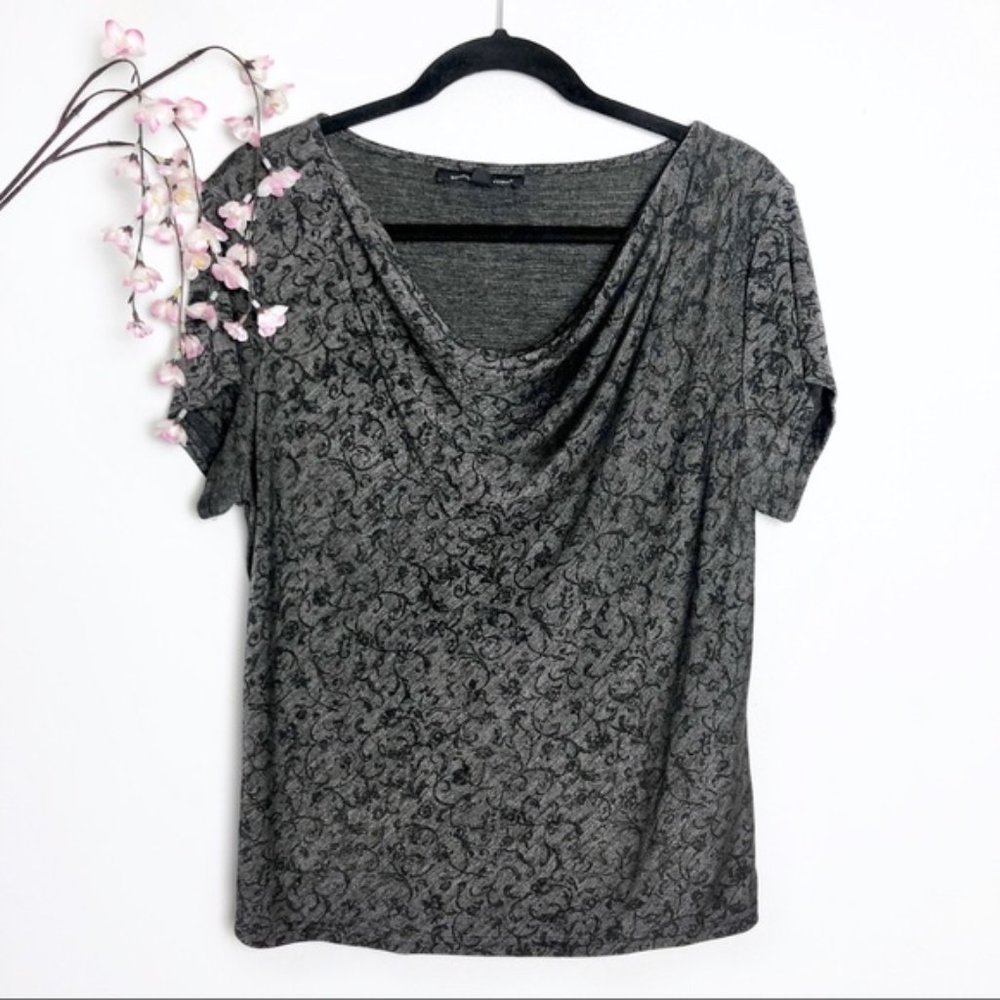 3/$30 Briggs NY Charcoal Gray Ornate Cowl Neck Top